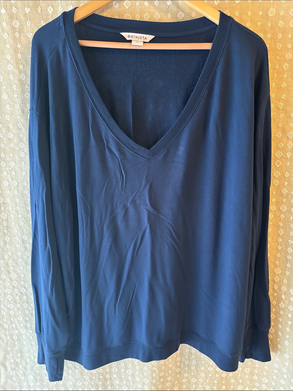 Athleta Navy V-Neck Pullover Sweatshirt